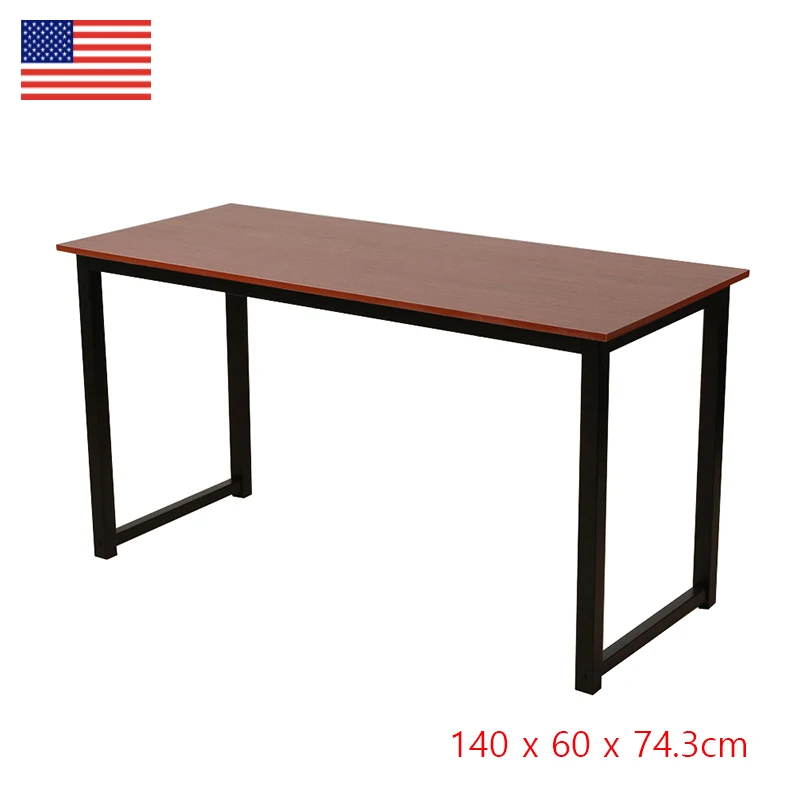

Large Rustic Iron Frame Wood Grain Veneer Surface High Density Board Table Office desktop computer desk Fashion furniture