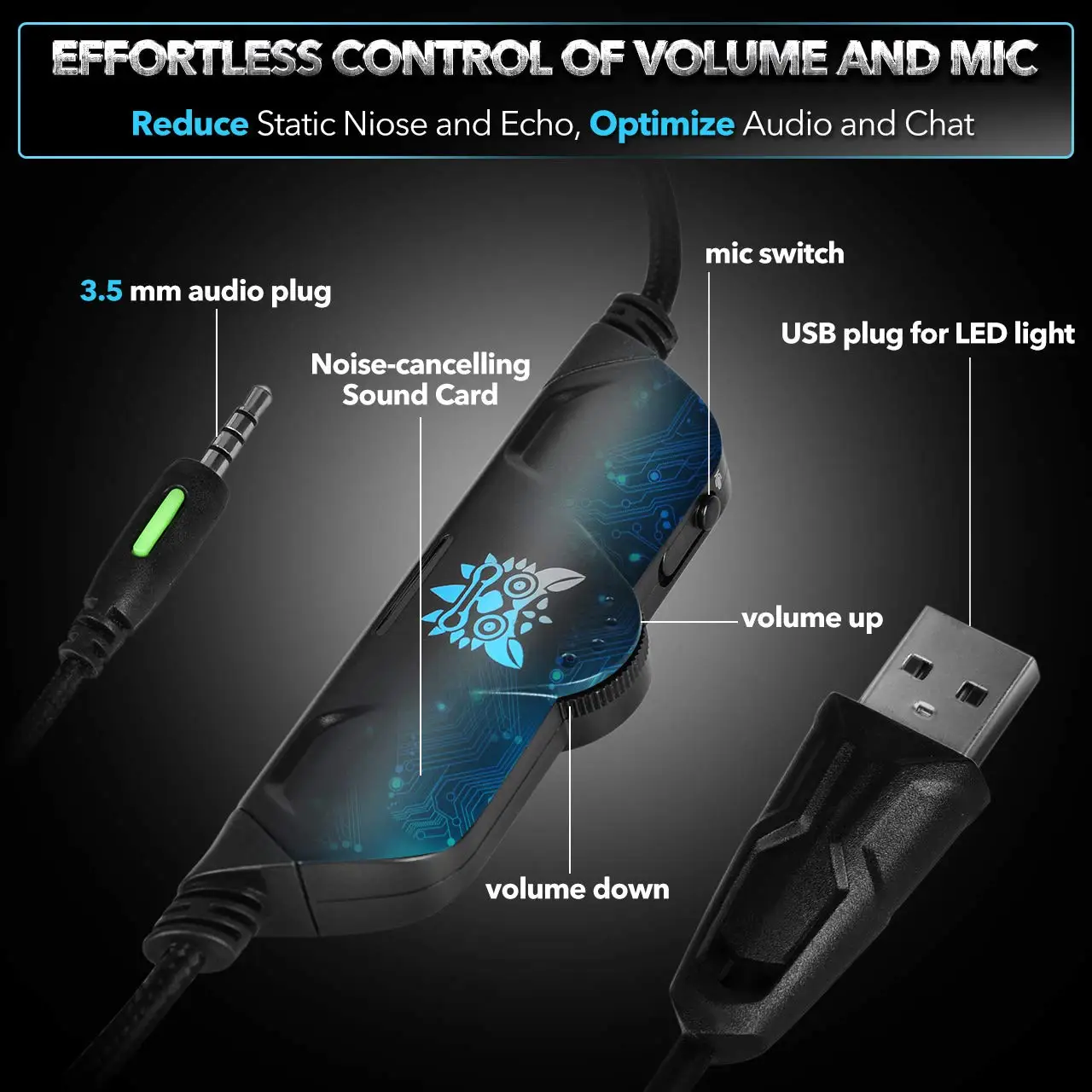 Gaming Headset for Xbox One Upgrade Headset with Noise Canceling Mic&7.1 Surround Bass, Gaming Headphones with LED Light