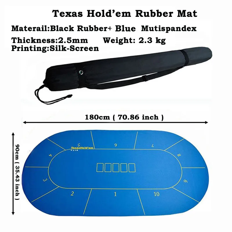 1pc Poker Rubber Mat Texas Hold'em Game Table Top Casino Layout Size: 90cm x 180cm