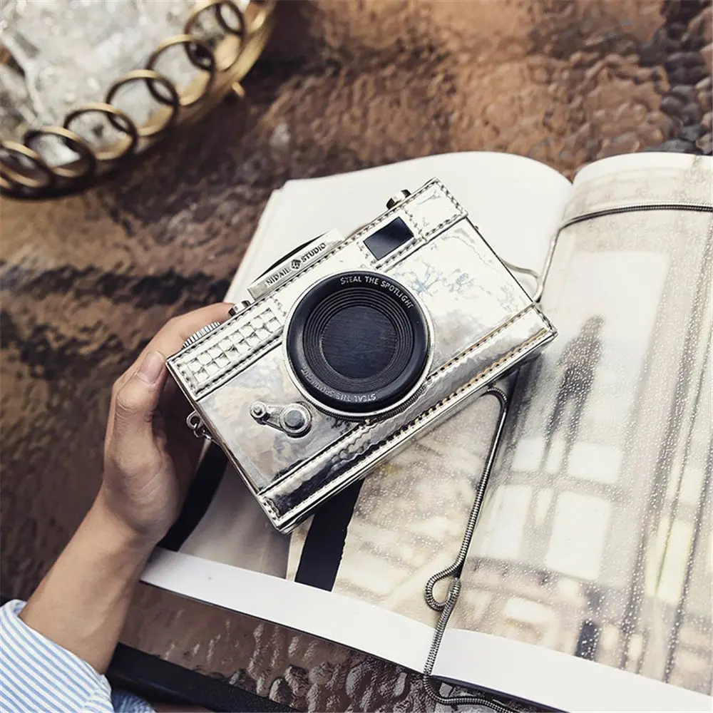 New Fashionable Vintage Camera Design Unique Shape Clutch Shoulder Bag Women Mini Pursein