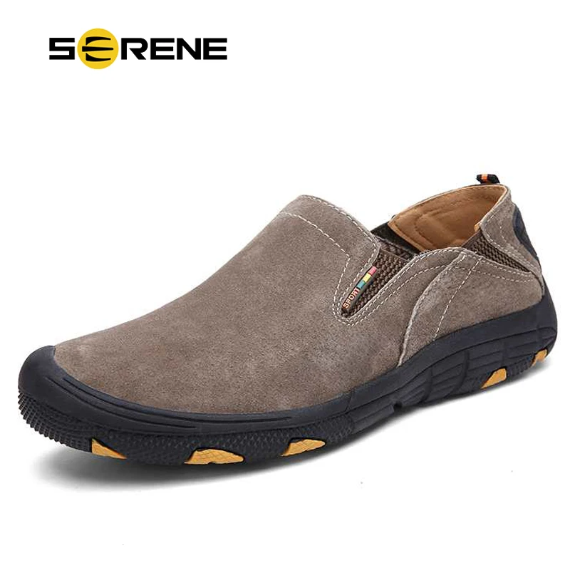 

SERENE Brand New Non Slip Shoes Casual Shoes Genuine Leather Loafers Men Breathable Flats Men Waterproof Loafers Anti-Collision