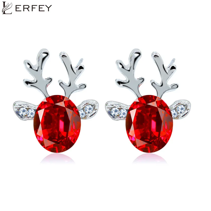 LERFEY женские хрустальные серьги Роскошные трехмерные рождественские серьги-гвоздики с оленем для рождественских подарков ювелирных украшений серьги-гвоздики