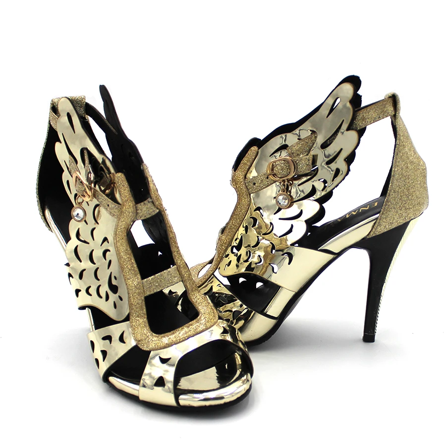 ENMAYLA Summer High Heels Shoes Woman Gladiator Sandals Women Pumps Fashion Open Toe Wings Gold Female|high heels shoes woman|high heel shoesheel