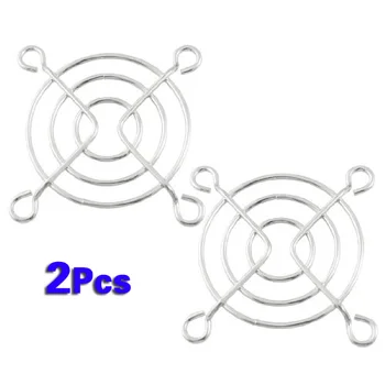 

ETCS-Hot New 2 Pcs 14g Silver Tone Metal Grill Protector 50mm CPU Fan Finger Guards