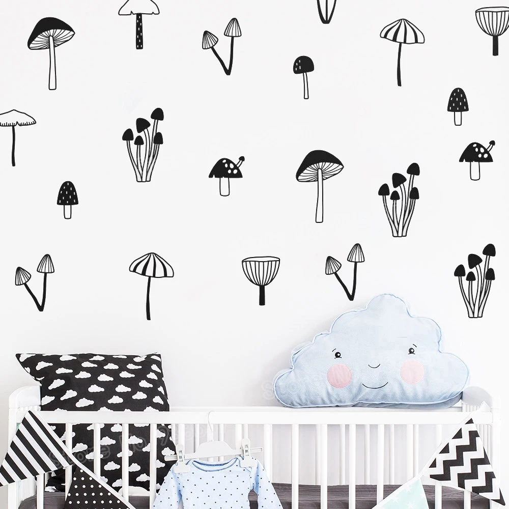 Mushroom Wall Decals Bedroom Woodland Nursery Decals Forest Wall
