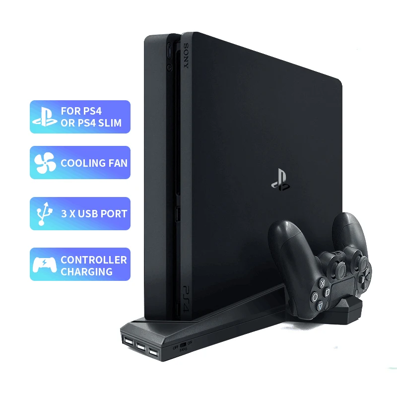 

Cooling Fan Joystick Charge For PS4/PS4 Slim Games Vertical Stand With Dual Controller Charger Station For Sony Playstation 4