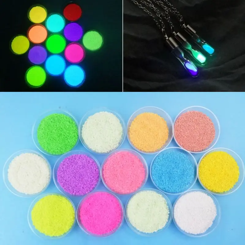 

10 Bottles Fluorescent Bright Glow In Dark Sand Powder Pigment Resin Jewelry DIY