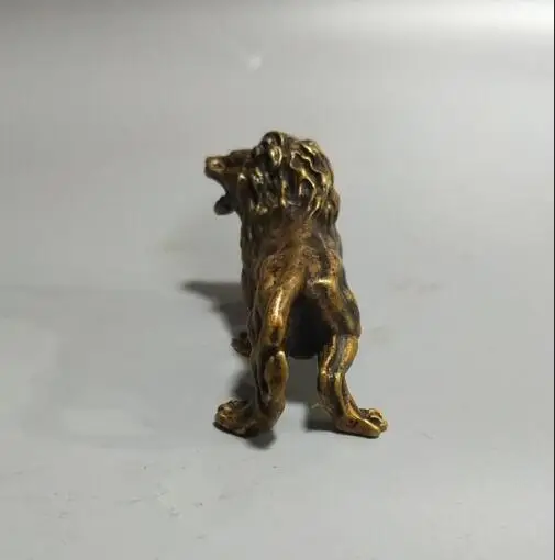 Китайская старинная медная маленькая статуя льва#3