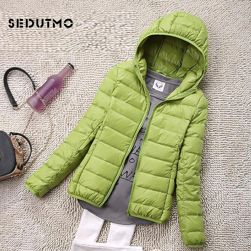 Koop SEDUTMO Winter Plus Size 4XL Womens Donsjacks Korte Ultra Light Duck Down Jas Hooded Puffer Jas Herfst Parka ED034
