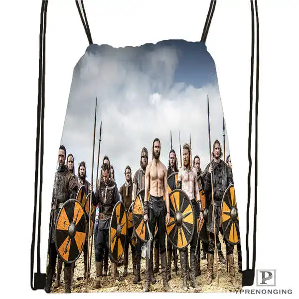 Custom VIKINGS_action_drama _ Drawstring рюкзак сумка милый Детская (черная спинка) 31x40 см #20180611 02