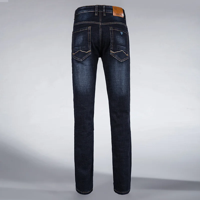 Прямые классические джинсовые узкие брюки средней длины из хлопчатобумажной ткани, эластичные синие модные брендовые джинсы для мужчин, мужские брюки