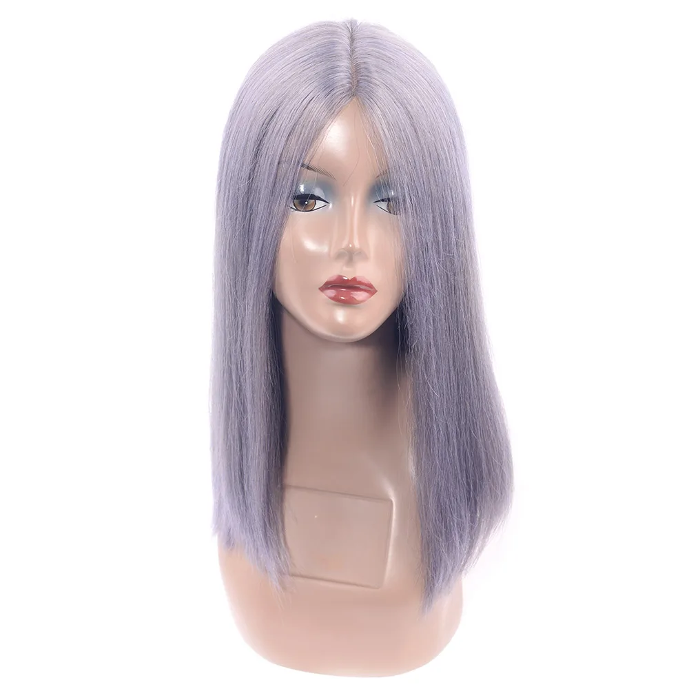 

CHOCOLATE Lace Part Handmade Grey Remy Human Hair Wig Brazilian Straight U Shape Lace Wig For Women Daily Sliver Color