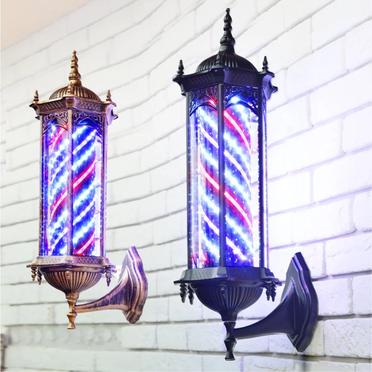 

220V LED Barber Shop Sign Pole Light Retro Design Roating Salon Wall Hanging Light Lamp Beauty Salon Lamp Aluminum Alloy New