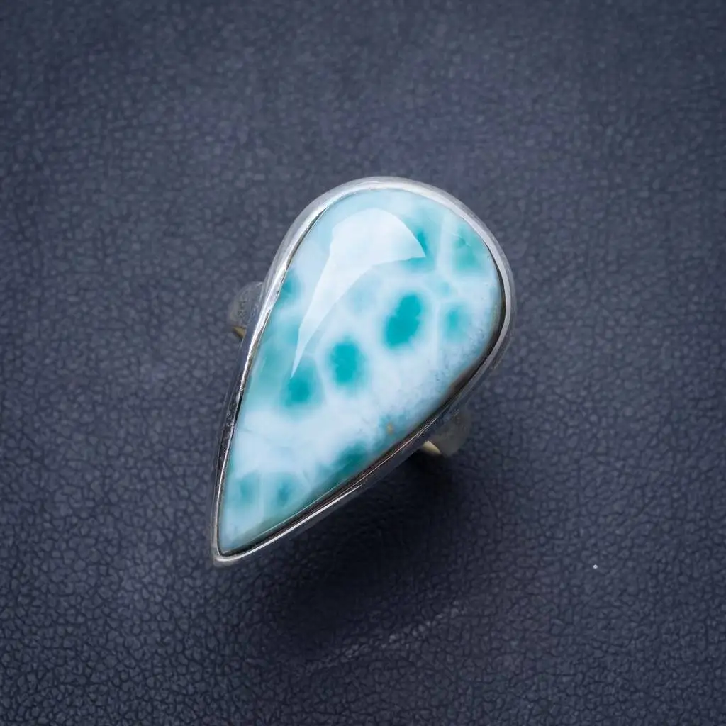 

Natural Larimar Handmade Unique 925 Sterling Silver Ring 5.75 Y4022