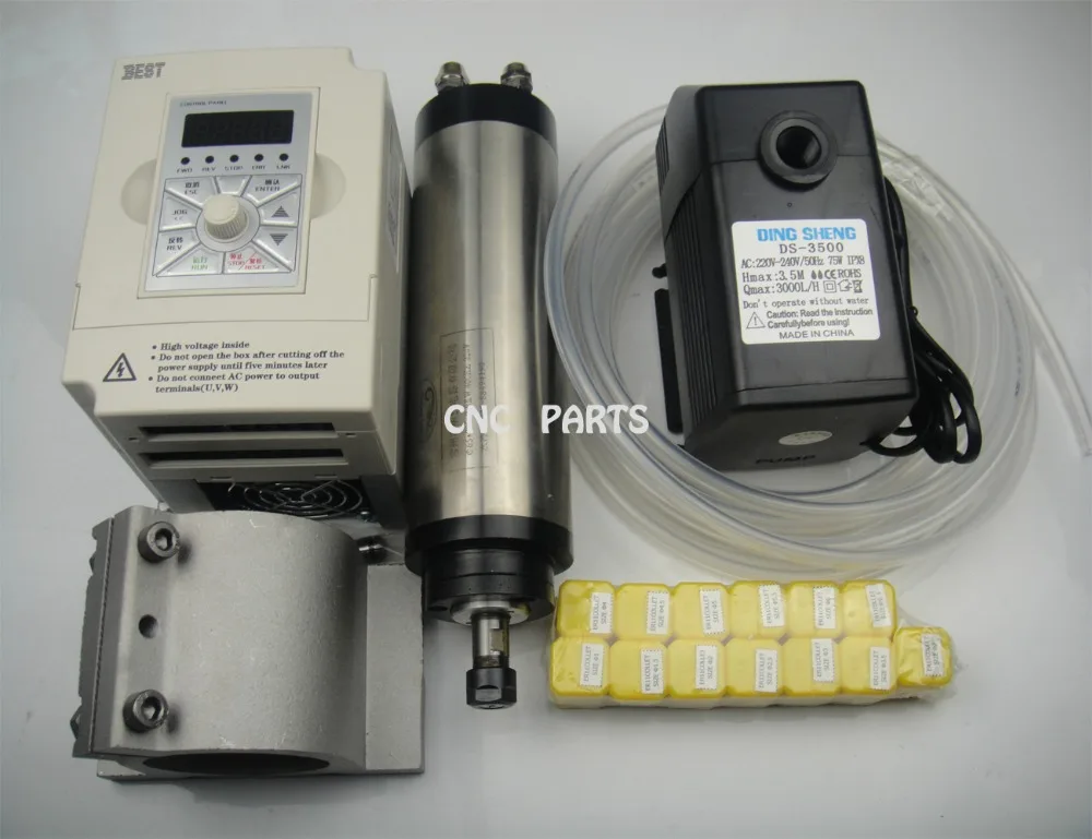 

CNC milling spindle ER11 0.8KW water cooling spindle +water pump+spindle support +13*ER11 + 1.5kw inverter