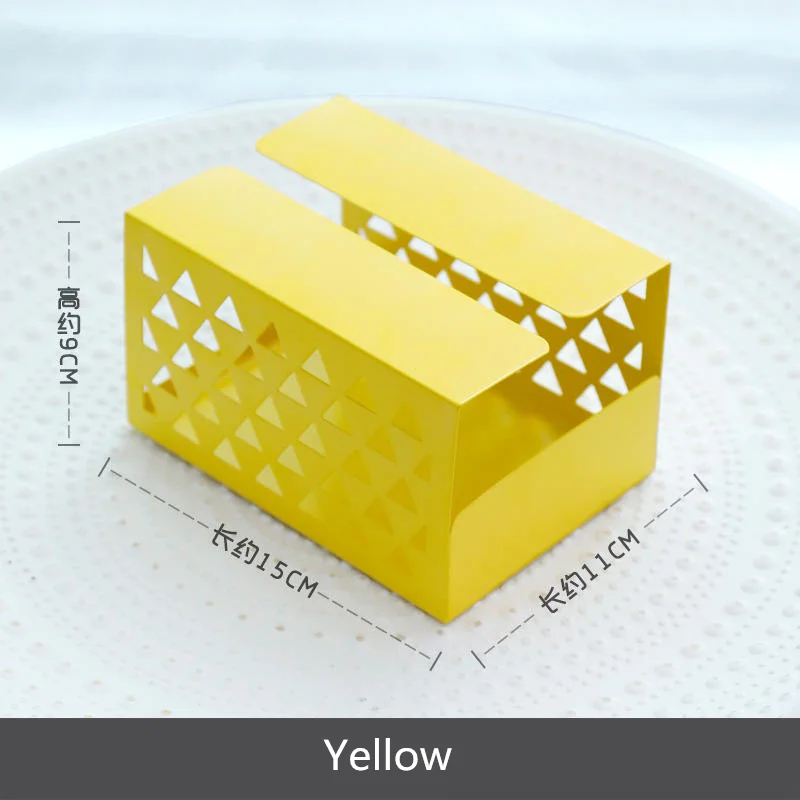15*11*10 см Nordic моды кованого железа Многофункциональный коробка ткани Гостиная Спальня автомобиля офисная салфетка Бумага коробка для хранения полые - Цвет: Цвет: желтый