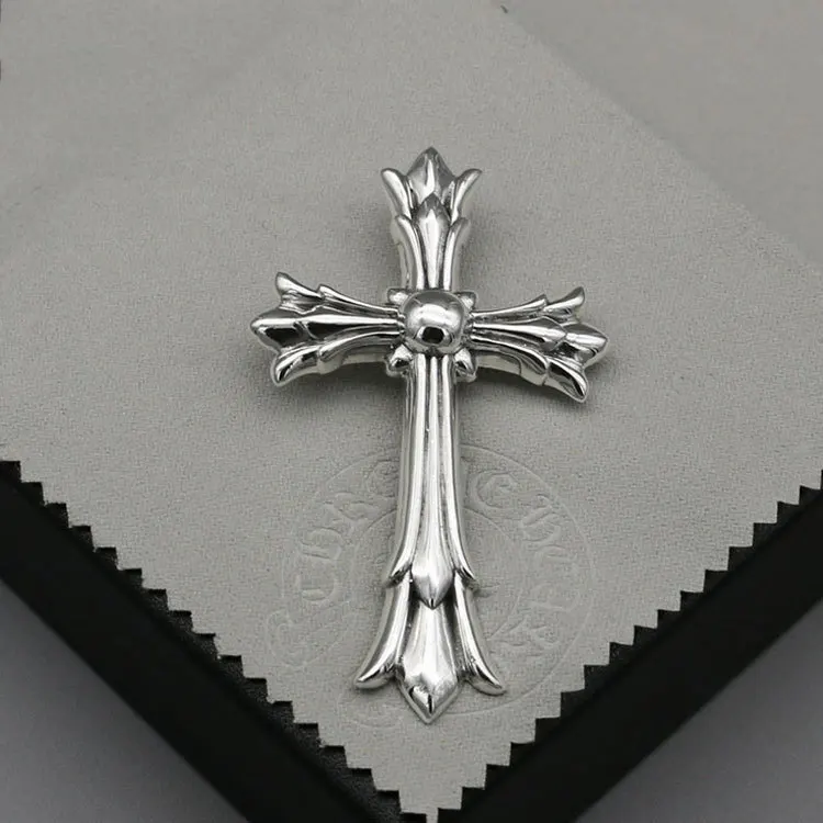 

Sterling Silver Necklace Japan And South Korea Double Cross Pendant KTV Zhilong Men Sweater Chain Pendant
