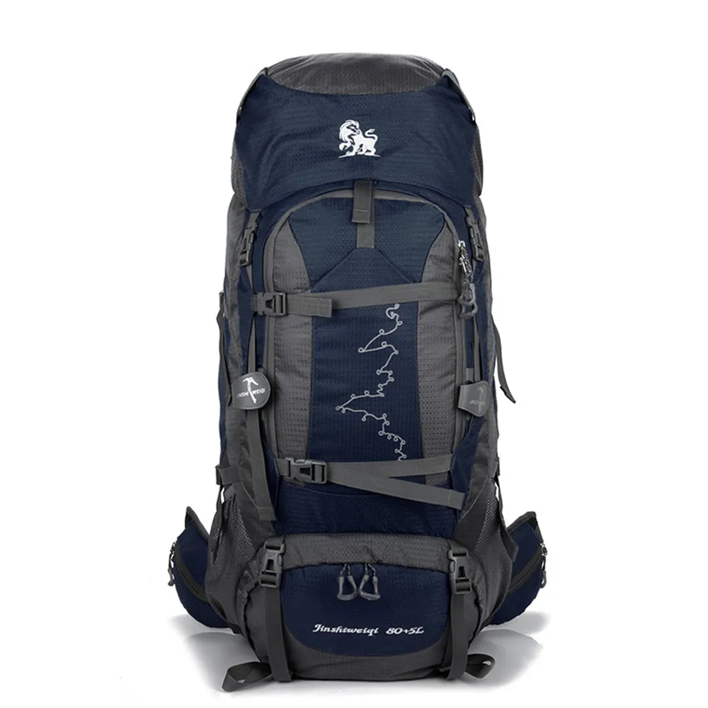 

296 85L Large Capacity Waterproof Bag Climbing Moutaineering Backpack Unisex Resin Mesh Dorsal BreaThable Mochilas Camping Bag