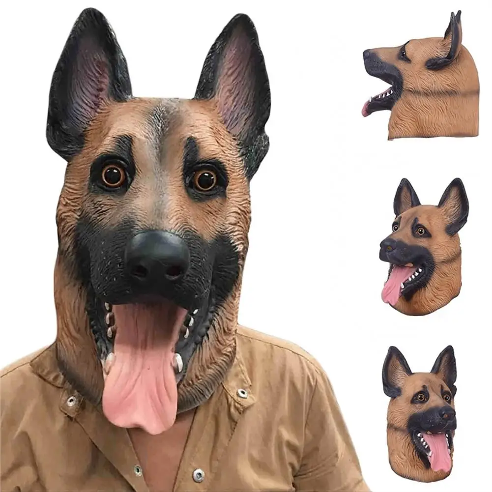 

Funny Halloween Dog Latex Animal Head Toy Cosplay Fancy Dress Party Props Horror Mask New
