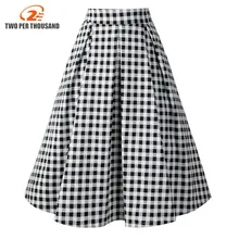 Летние женские юбки в клетку с принтом в стиле ретро, s, винтажная юбка с высокой талией, элегантная трапециевидная Женская юбка миди, S-XXL
