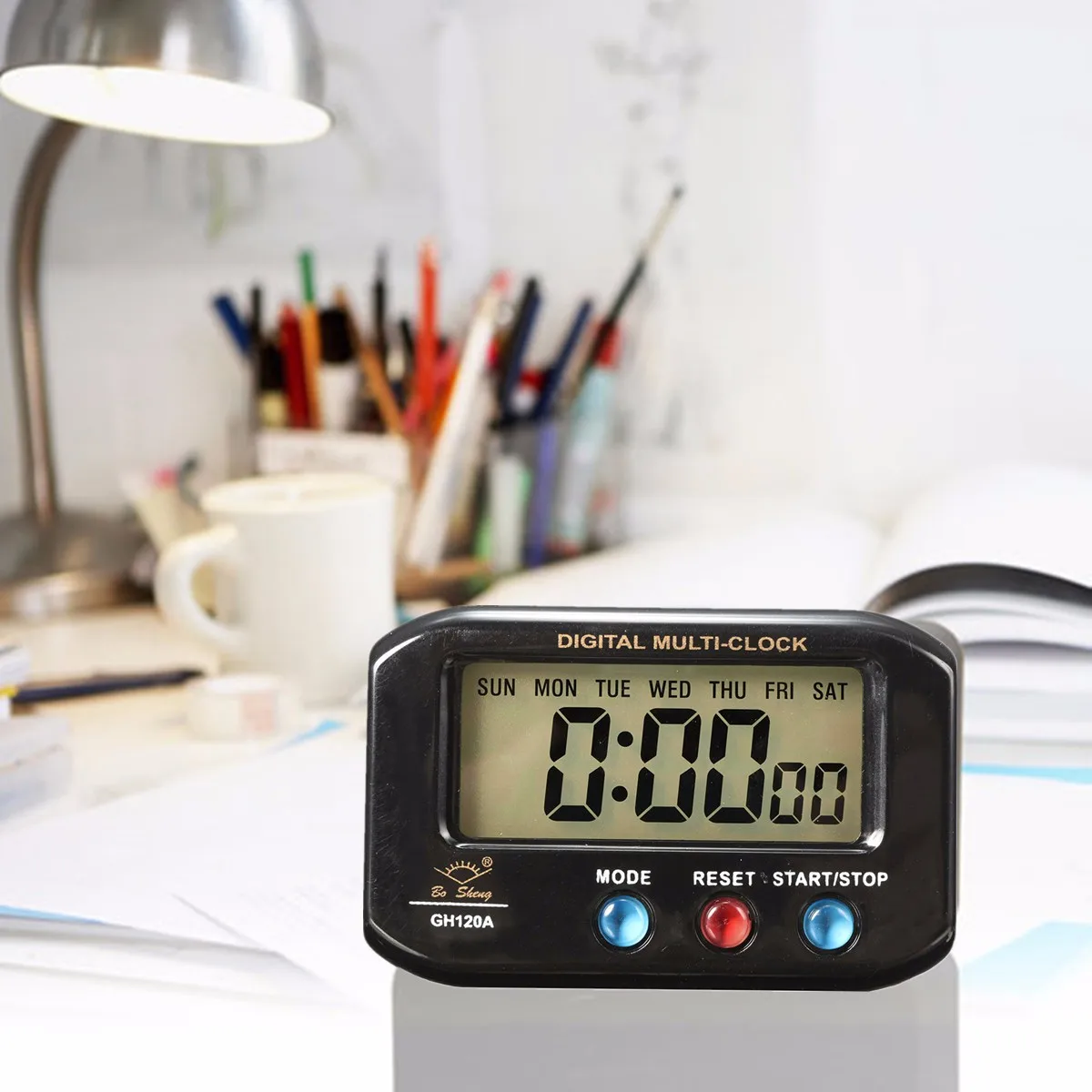 

KROAK Car Black ABS LCD Digital Time Date Alarm Clock Stop Watch Snooze Function With Night Light