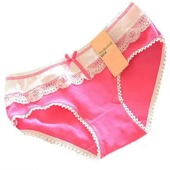 

Women Sexy Fashion Multi-Color Soft Comfortable Cotton Lace Bow-Knot Underwear Briefs