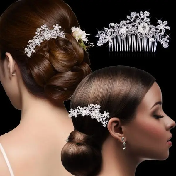 

Charm New Rhinestone Crystals Hair Jewelry For Women Bridal Flower Pearls Hair Comb Pin Clip for Wedding Hair Accessories XLL121