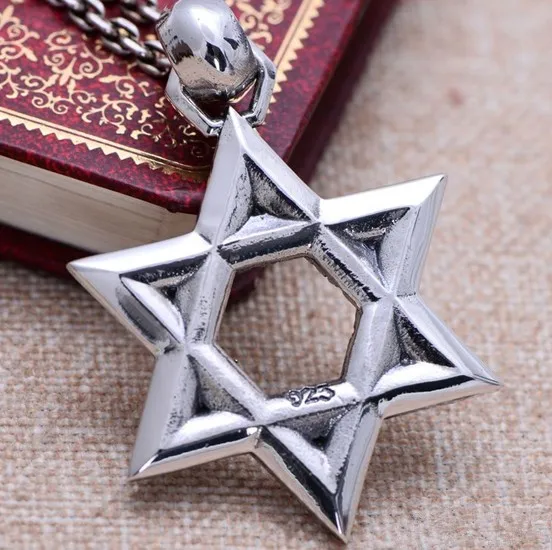925 пробы Серебряное ожерелье с гексаграммой Звезда Давида