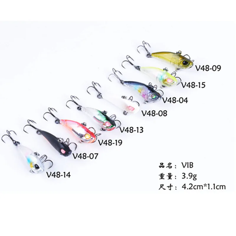 1Pcs 3.9g 4.2cm Fishing Lure sinking Mini VIB Wobbler Artificial Hard baits spoon CrankBait with Treble Hook Fly Fishing tackle