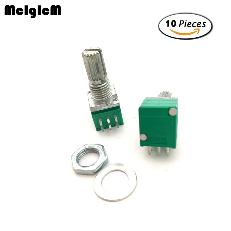 

MCIGICM 10pcs 6pin RK097G duplex potentiometer audio / amplifier / sealed potentiometer B50K 15mm handle