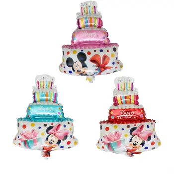 

wholesale 50pcs/lot New Minnie Mickey Mini Cake Cartoon aluminum balloon birthday party decorations kids