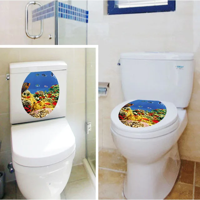 [Fundecoration] Водонепроницаемый подводный мир наклейки для туалета художественного