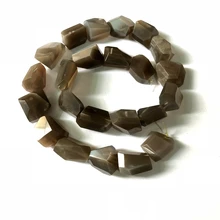 Wholesale1 string Natural Gray Moonstone Sun Stone Feldspar Faceted Nugget Bead,for jewelry diy,13-17mm bead, 15.5″/str