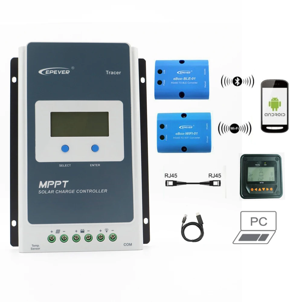 

Tracer 4210AN EPsloar 40A Battery Voltage Control MPPT Solar Charge Controller Regulator 520W 1040W PV Input Power