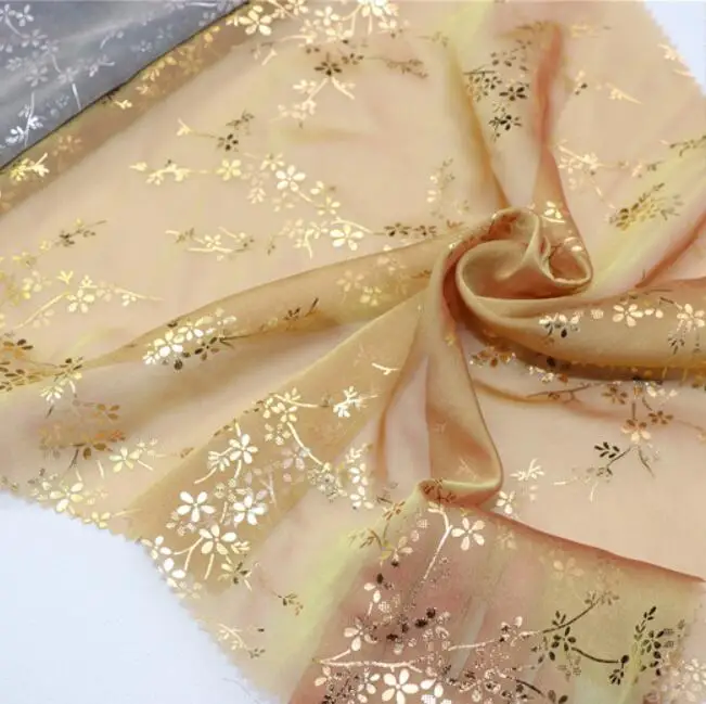 Платье для косплея бронзовая ткань шифон в цветочек блестящая ткань бронзовая костюм материал DIY сценическое платье для косплея 1 метр - Цвет: 1