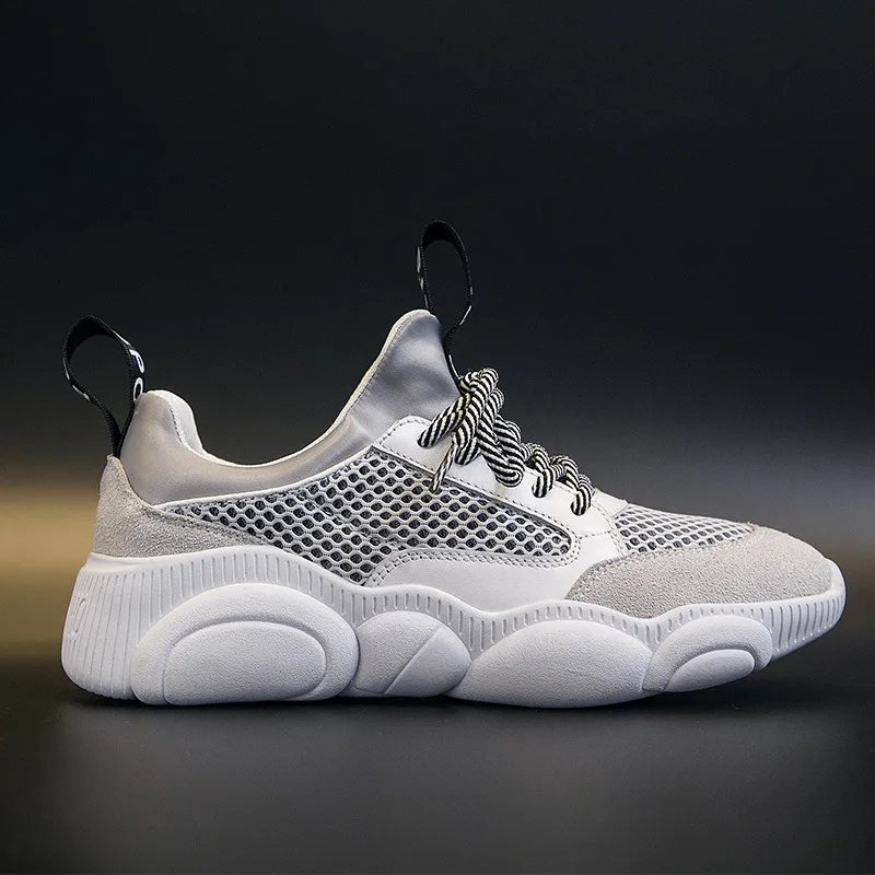 

2019 spring new fashion simple solid color casual shoes comfortable wild leather mesh flat shoes.