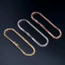 JINAO 3 мм AAA+ кубический цирконий Теннисный ICED OUT браслет хип хоп Jewelry1 ряд золотые циркониевые бусины браслет для подарков