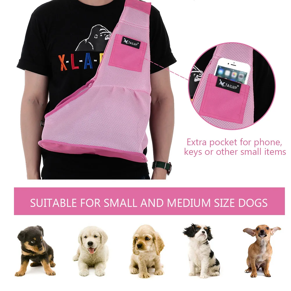 Сетчатый тканевый рюкзак на грудь для собак, регулируемый ремень, сумка на плечо, ручная сумка, свободный слинг, карман для средних собак, кошек, щенков