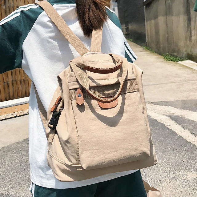 Cute Student Waterproof Backpack Female Women Vintage School Bag Girl ladies Nylon Backpack Long handle Book Bag Fashion Teenage 1