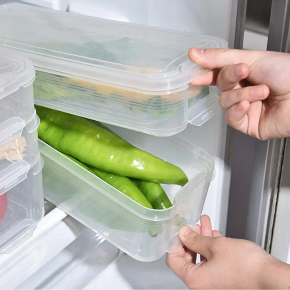 

Refrigerator Single Layer Food Container Storage Boxes Eggs Airtight Plastic Storage Box Space Saver Home Organizer Container B4