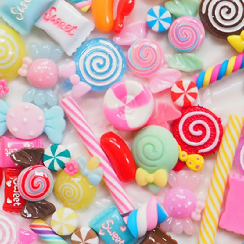 

30 Pcs DIY Scrapbooking Phone Case Decor Crafts Miniature Fake Resin Lollipop Candy Accessories Store