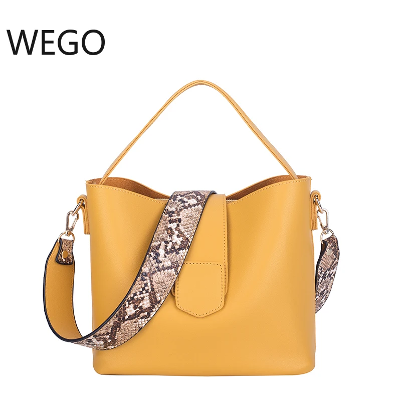 

2019 Bucket Bag Buckle Shoulder Solid Color Simple Design Bucket Bag Casual Shoulder Strap Large Capacity 2 in 1 Shoulder Bag