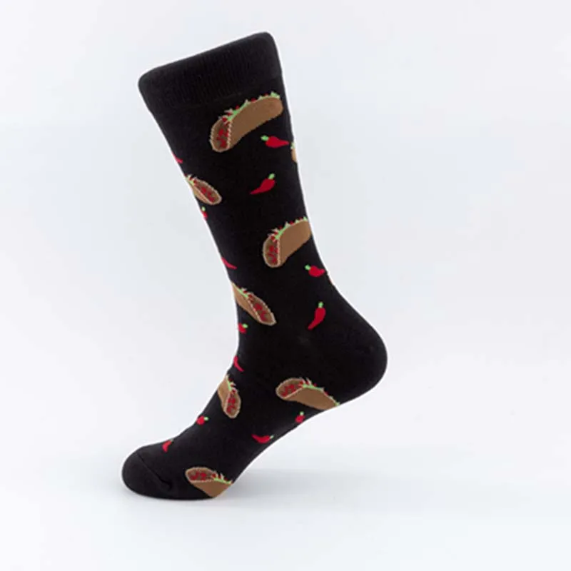 1 пара, качественные повседневные Веселые смешное искусство, новинка, классные мужские носки, вкусная еда, креативные носки с изображением гамбургера, Чили, печенья - Цвет: 2