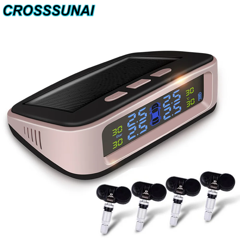 

Car Smart TPMS Tire Pressure Monitoring System Solar Security Alarm Digital LCD Display Auto Alarm System Wireless With Sensor