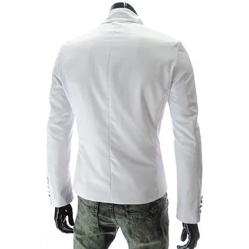 Новейший мужской модный Двубортный повседневный приталенный пиджак с лацканами в европейском стиле