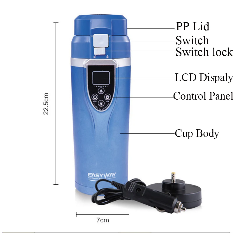 12V 350ml Автомобильная нагревательная чашка в автомобильном зарядном устройстве