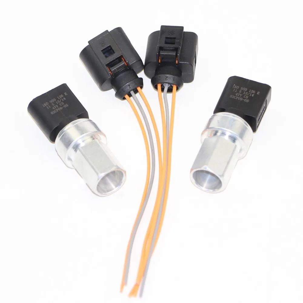 2 Set Air Conditioning Pipe Pressure Sensor Switch + Cable Harness Plug VW Jetta MK4 Golf MK5
