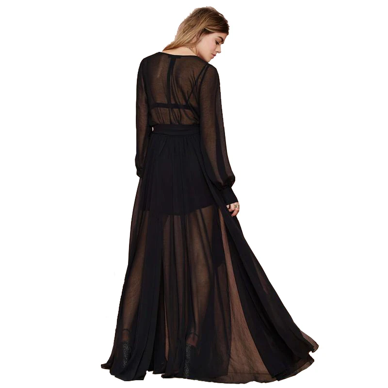 Sexy See through Black Dress Pleated 