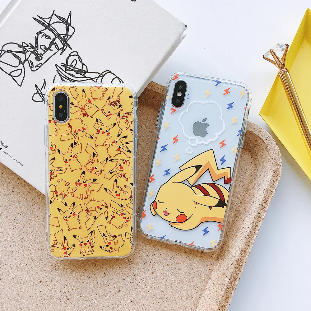 For iPhone 7 8 Plus X 10 Pikachue TPU Mobile Phone Case For iPhone 6 6S 6Plus 6SPlus Pokemons Case Transparent For iPhone X Case (3)
