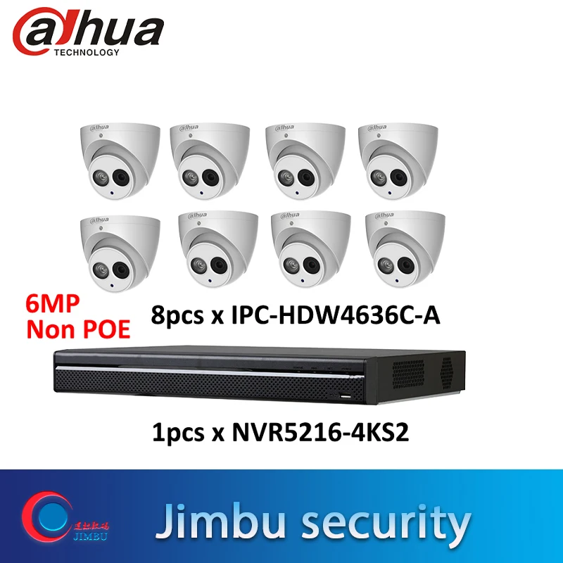 Dahua IP система NVR NVR5216-4KS2 16CH 4 K & H.265 видеорегистратор и ip-камера 6MP h.265 IPC-HDW4636C-A Встроенный микрофон IR50m IP67